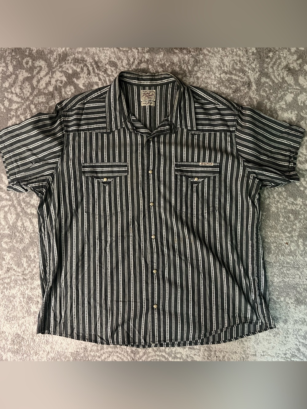 Lucky Brand Retro Western Pearl Snap Cowboy Short Sleeve Shirt Men’s XXL